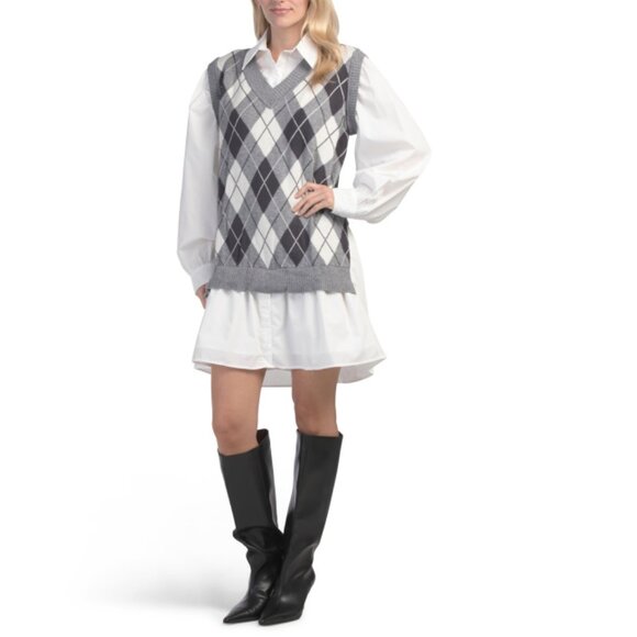 JACQUIE THE LABEL Grey Multi Davis Mixed Media Mini Dress - Picture 1 of 2